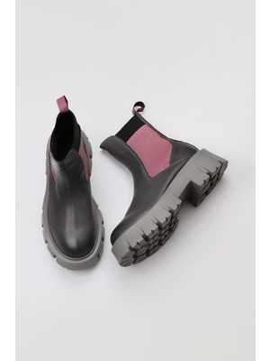 Bueno Shoes Gri Multi Deri Kadın Düz Bot 01WV4613 01WV4613