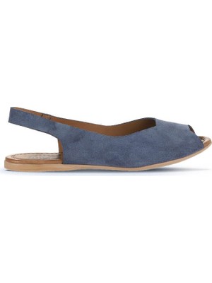 Bueno Shoes Mavi Koyu Alf Süet Kadın Düz Sandalet 01WA5804 01WA5804