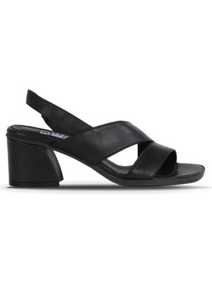 Bueno Shoes Siyah Deri Kadın Topuklu Sandalet 01WA3502 01WA3502