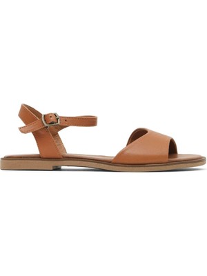 Bueno Shoes Taba Koyu Deri Kadın Düz Sandalet 01WA5704 01WA5704