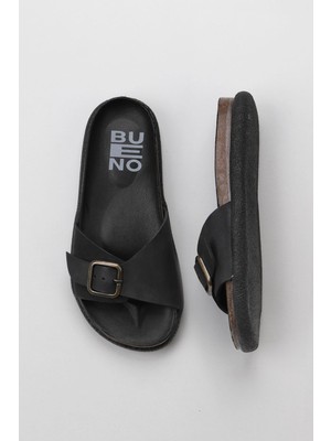 Bueno Shoes Siyah Nubuk Kadın Düz Terlik 01WS11003 01WS11003