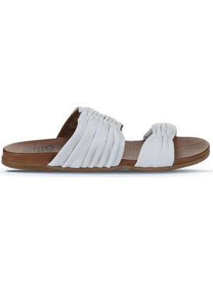 Bueno Shoes Beyaz Deri Kadın Düz Terlik 01WU4235 01WU4235