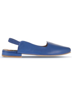 Bueno Shoes Mavi Koyu Deri Kadın Düz Sandalet 01WA0303 Dana Derisi ile Şık ve Rahat