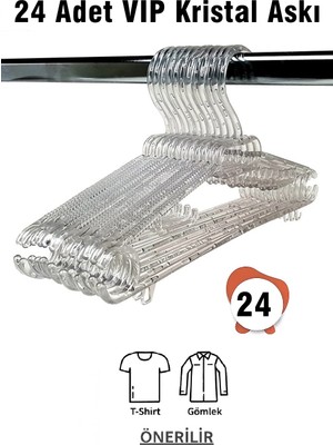 Vip Home Concept Kristal Askı Şeffaf Büyük Boy 24 Adet Elbise Askısı Vıp