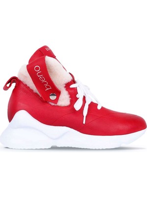 Bueno Shoes Kırmızı Deri Kadın Spor Bot 01WP7903 01WP7903