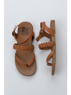 Bueno Shoes Taba Deri Kadın Parmak Arası Sandalet 01WU4201 01WU4201