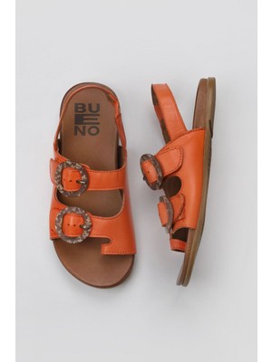 Bueno Shoes Turuncu Deri Kadın Parmak Arası Sandalet 01WU4223 01WU4223