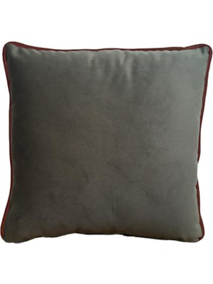 Chappal Açık Kahverengi Biyeli Haki Kadife Kırlent