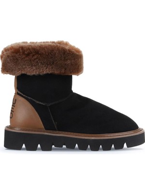 Bueno Shoes Siyah Kahve Deri-Süet Kadın Düz Bot 01WV10205 01WV10205