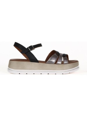 Bueno Shoes Kurşun Parlak Deri Kadın Düz Sandalet 01WE3400 01WE3400
