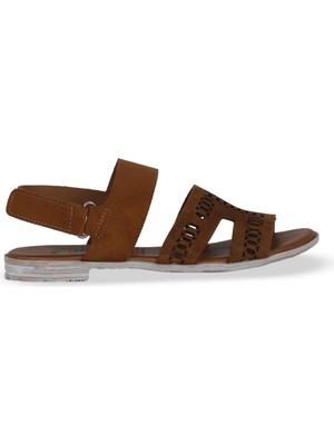 Bueno Shoes Taba Alf Süet Kadın Düz Sandalet 01WE2304 01WE2304