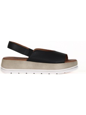Bueno Shoes Siyah Deri Kadın Düz Sandalet 01WE3403 01WE3403