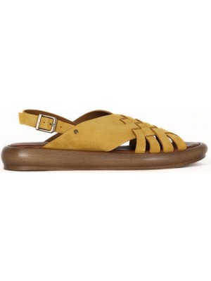 Bueno Shoes Sarı Alf Süet Kadın Düz Sandalet 01WE3102 01WE3102
