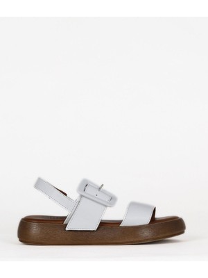 Bueno Shoes Beyaz Deri Kadın Düz Sandalet 01WE1901 01WE1901