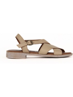 Bueno Shoes Vizon Deri Kadın Düz Sandalet 01WE2803 01WE2803