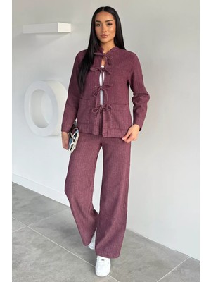 Gülseli Kadın Ön Bağcıklı Ceket Pantolon Ikili Takım P-00018647