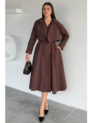 Gülseli Kadın Trenç Kumaş Ceket Elbise Ikili Takım P-00018250