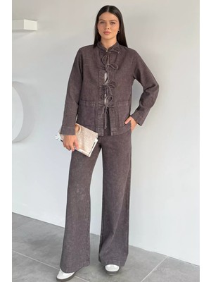 Gülseli Kadın Ön Bağcıklı Ceket Pantolon Ikili Takım P-00018647
