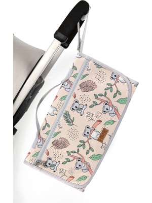 Hamur Bebek Alt Açma Bakım Çantası Organizerli Anne Bebek Yenidoğan Değiştirme Minderi Bej Koala