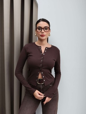 Esra Helvacı Uzun Kol Ön Çıtçıtlı Bluz