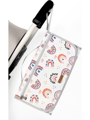 Hamur Bebek Alt Açma Bakım Çantası Organizerli Anne Bebek Yenidoğan Değiştirme Minderi Gökkuşağı Pudra