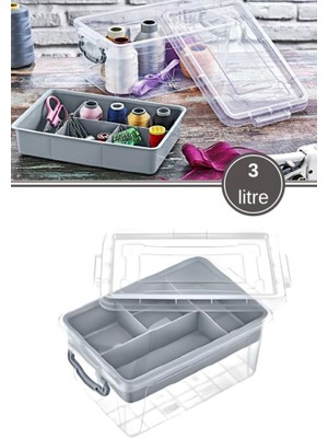 flora bölmeli kilitli saklama kutusu, bujiteri takı  dikiş ıp kırtasiye oyuncak organizer 3 litre