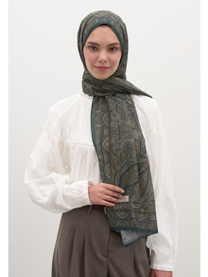 Fresh Scarfs Slyvıe Desen Şal Koyu Yeşil