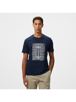 Nautica Erkek Lacivert Regular Fit Baskılı T-Shirt