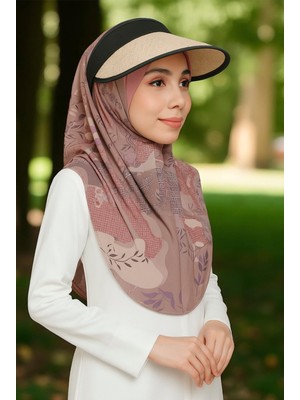 İhvan Online Vizör Hasır Plaj Şapkası - Güneşlik Büyük Ağızlı Hasır Şapka - Pembe