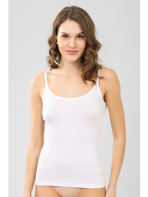 Baykar Kadın Askılı Bamboo Basic Atlet Beyaz