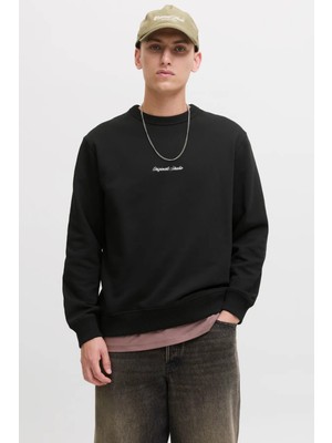 Jack & Jones Erkek Jornorrebro Rahat Kalıp Bisiklet Yaka Sweatshirt 12282893 Siyah