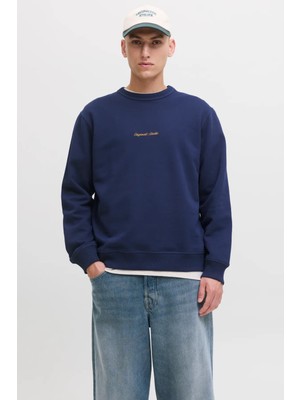 Jack & Jones Erkek Jornorrebro Rahat Kalıp Bisiklet Yaka Sweatshirt 12282893 Lacivert