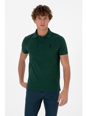 U.S. Polo Assn. Erkek Koyu Slim Fit Polo Yaka Yeşil Basic Tişört 50307753-VR079