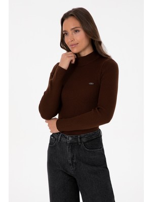 U.S. Polo Assn. Kadın Koyu Kahverengi Balıkçı Yaka Kazak 50315937-VR084