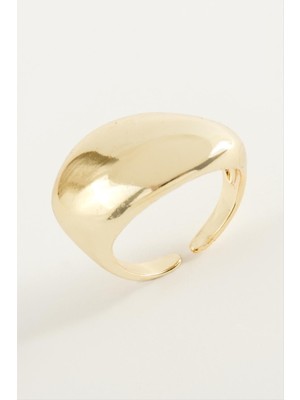 Zero Ds-Derin Oval Metal Yüzük-Gümüş Rengi