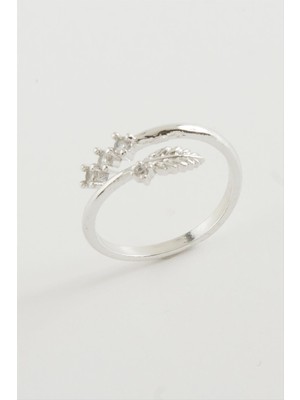 Zero Ds-Derin Yaprak Zirkon Taşlı Yüzük-Sarı