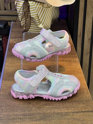 Homiro Çocuk Tek Bantlı Sandalet Pembe Gökkuşağı Hava Delikli Konforlu Tasarım Erkek Çocuk