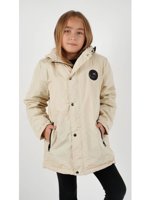 D1fference İçi Kürklü Su ve Rüzgar Geçirmez Kapüşonlu Kız Çocuk Mont