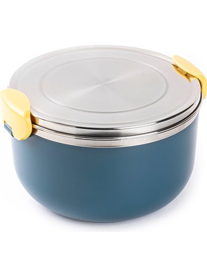 Tantitoni 024-01-TEDEMEI Mavi Paslanmaz Çelik Iç Hazneli 2 Katlı Yuvarlak Yemek Taşıma Kabı 1l