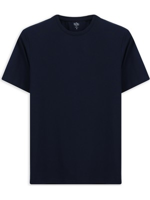 Kiğılı Bisiklet Yaka Slim Fit Yumuşak Dokulu Pamuklu Likralı Esnek Tişört