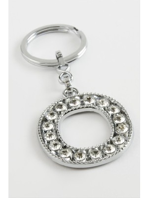 Zero Ds-Derin Gümüş Renkli Taşlı Harf Anahtarlık-O