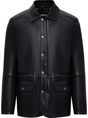 Derimod Salah Erkek Siyah Gömlek Yaka Deri Mont 25WGD6585U4