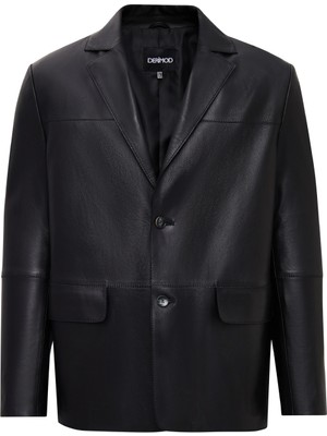 Derimod Rodrygo Erkek Siyah Ceket Yaka Deri Mont 25WGD6565U4