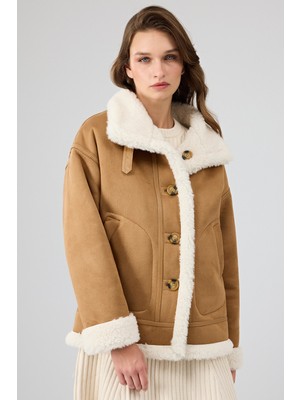 Derimod Oslo Kadın Camel Çift Taraflı Teddy Mont 25WGP5320FF