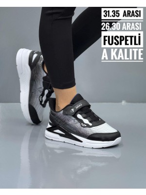 Homiro Çocuk Fuspedli Su Geçirmez Poli Taban Spor Ayakkabı - Siyah Beyaz