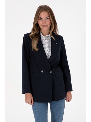 U.S. Polo Assn. Kadın Lacivert Çizgili  Ceket 50314944-VR033