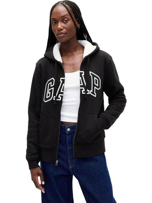 Gap Relaxed Gap Logo Sherpa Astarlı Fermuarlı Sweatshirt - 804073