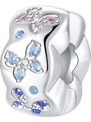 Fubena Renkli Kelebekler Klips Gümüş Charm