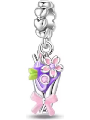 Fubena Mini Buket Sallantılı Gümüş Charm