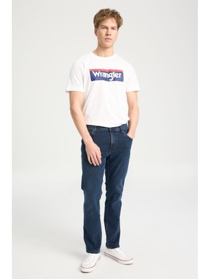 Wrangler W12S010396 Mavi Erkek Texas Slim Normal Bel Düz Kesim Daralan Paça Kot Pantolon